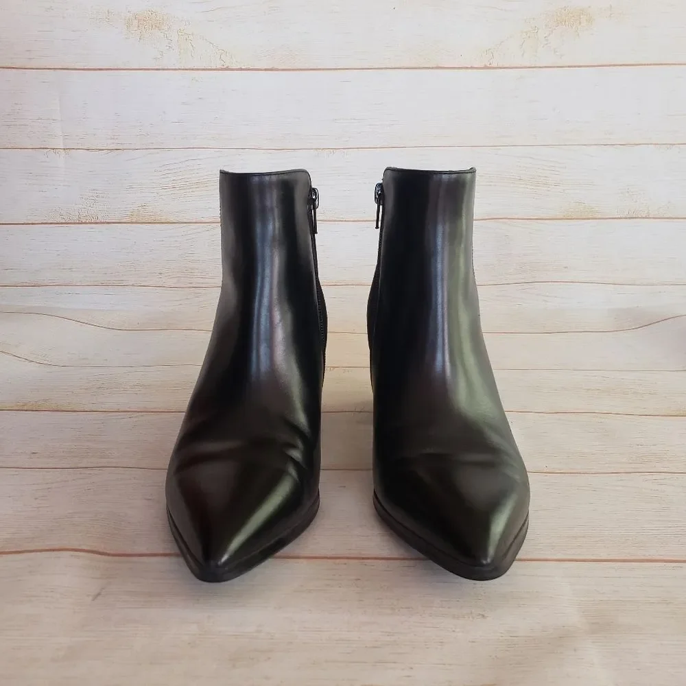 Vaneli Nappa Leather Suede Black Ankle Boots Booties Pointy Toe Black Size 8M